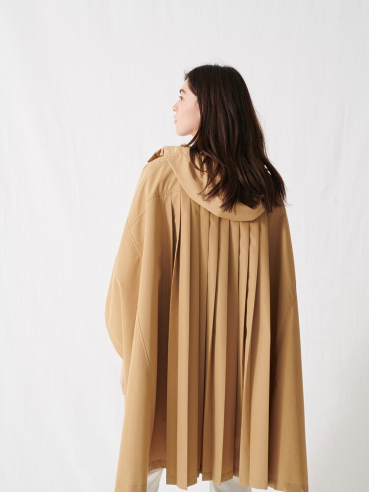 Spring And Summer New Style Simple Style Loose Pleated Back Hooded Trench Coat Women