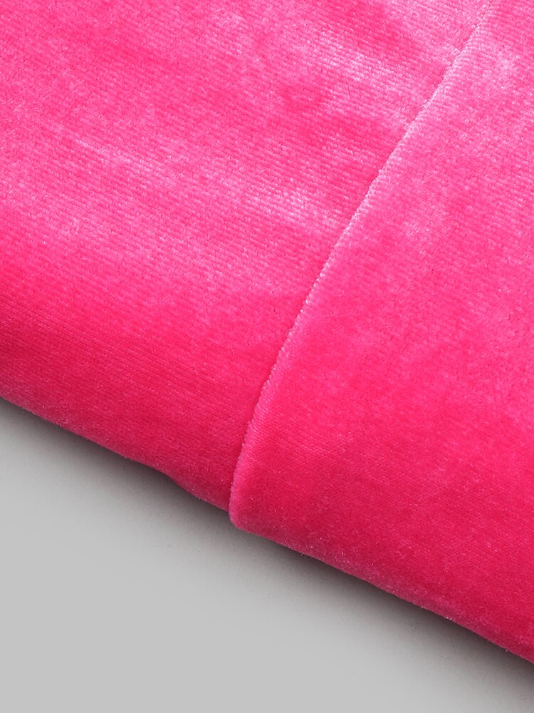 Hot Pink Strapless Velvet Dresses Women Summer Trendy Cross Knot Design Bodycon Long Elegant Dress