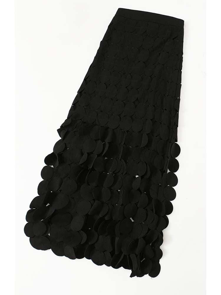 Summer New Three-Dimensional Dot Design Sense Cut Hollow Long Skirt Tassel Drape Slim Fashion High Waist Skirt