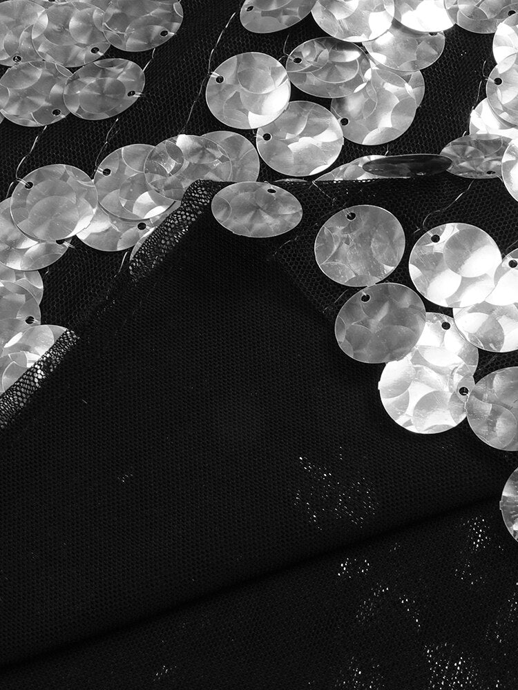 Sliver Sequins Mini Dress Women Short Sleeve V Neck Evening Celebrity Party Dress Summer  New Trendy