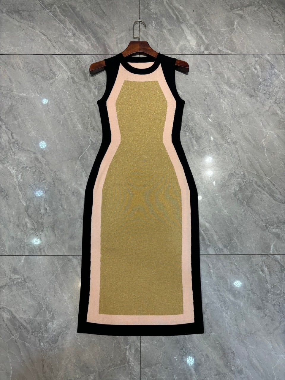French style spring and summer one-step skirt, high elasticity knitted, sexy and slim fitting temperament, color blocked sleeveless vest dress, women's skirt