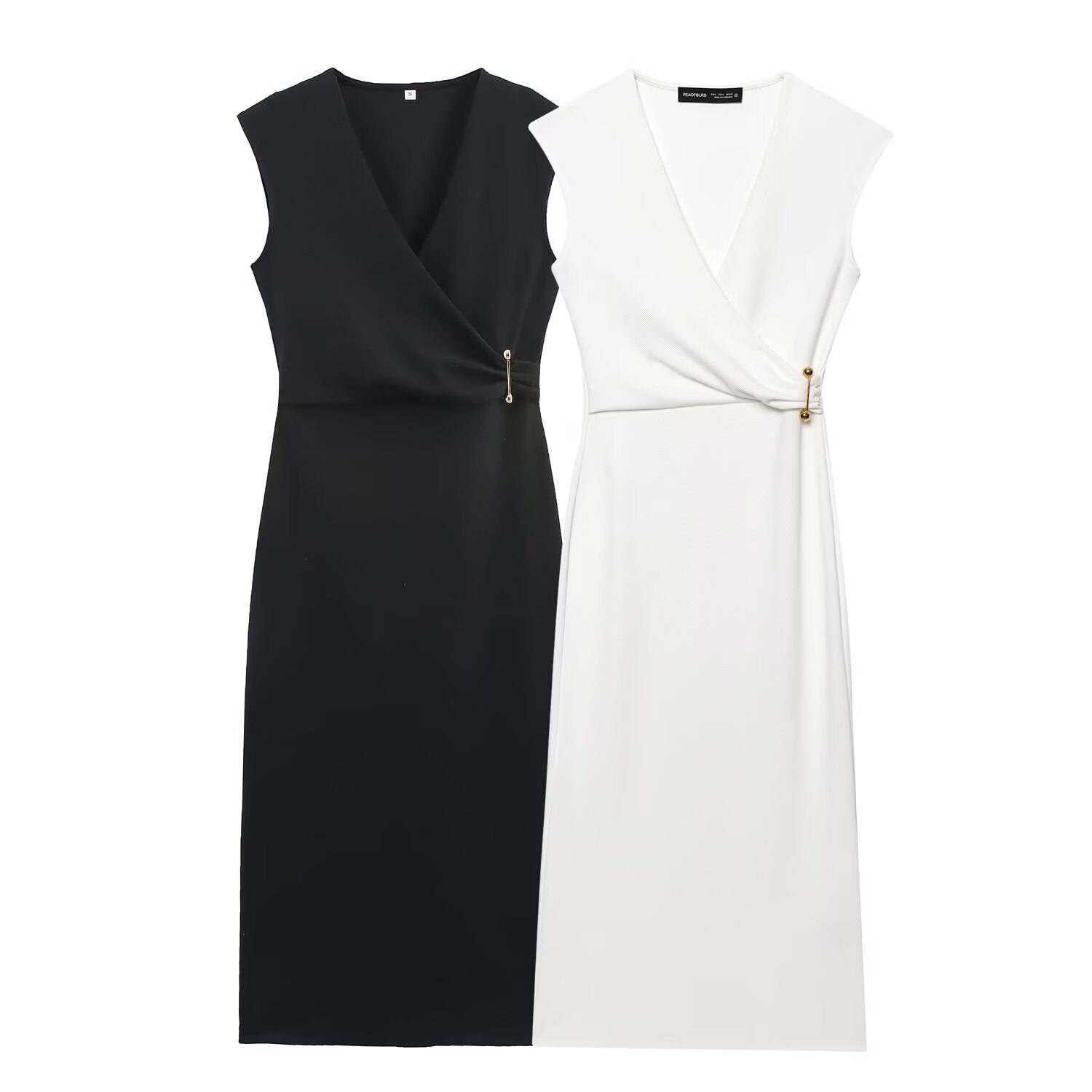 Casual and fashionable pin decoration MIDI dress for women