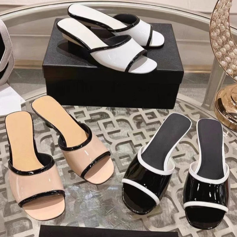 Color Matching Kitten and Slippers Women's Summer New Style All-Match Outer Wear Slippers