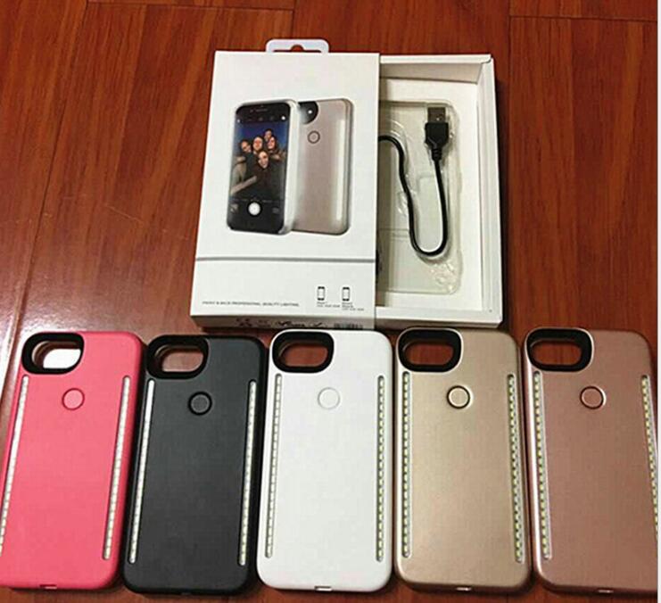 Light Up Duo Case for iPhone X SE 6 7 8 Plus Selfie Luminous Cover with Retail Package