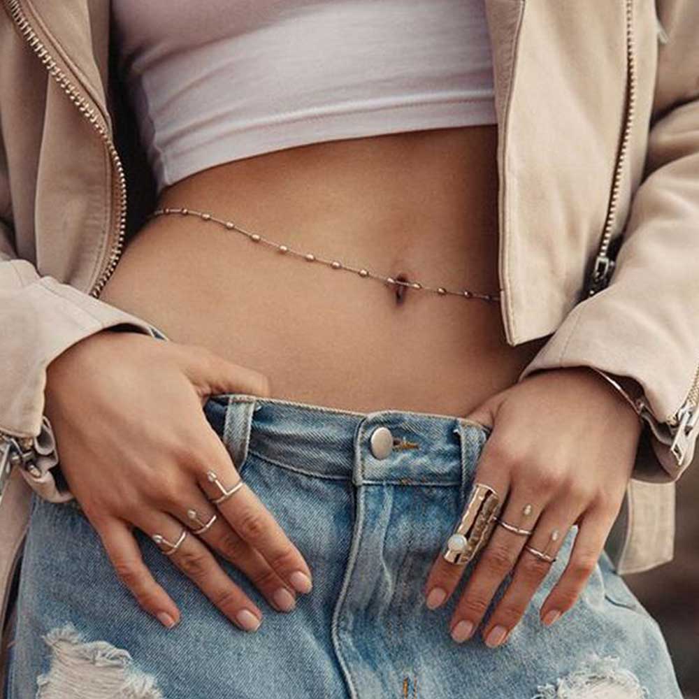 Bohemia Summer Beach Body Jewelry for Women Accessory Gold Silver Colors Copper Beads Waist Belly Chains Necklaces