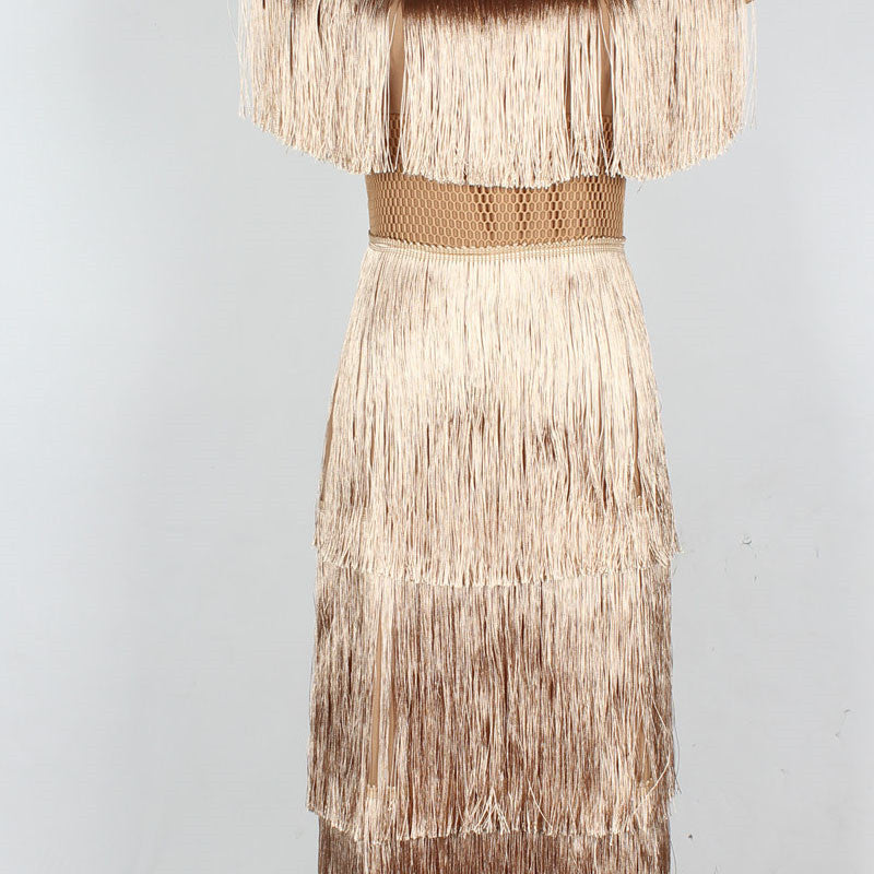 new arrival vintage elegant sexy party club wear beach fairy sundress runway women summer tassel long dress