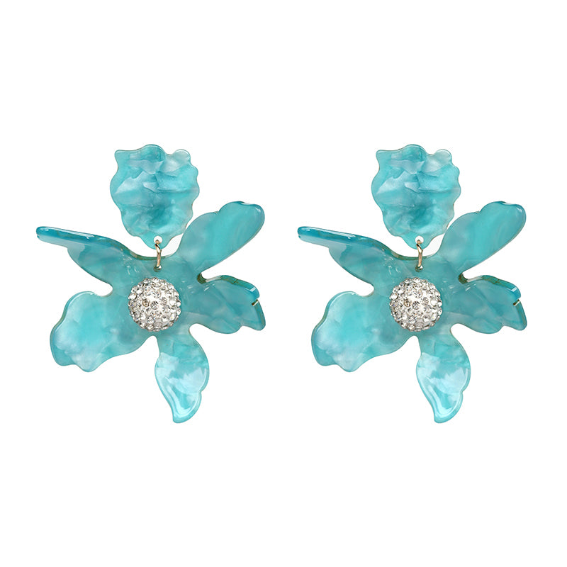 JURAN Fashion Big Resin Flower Dangle Drop Statement Earrings Boho Charm Jewelry Accessories Summer Women's Earrings