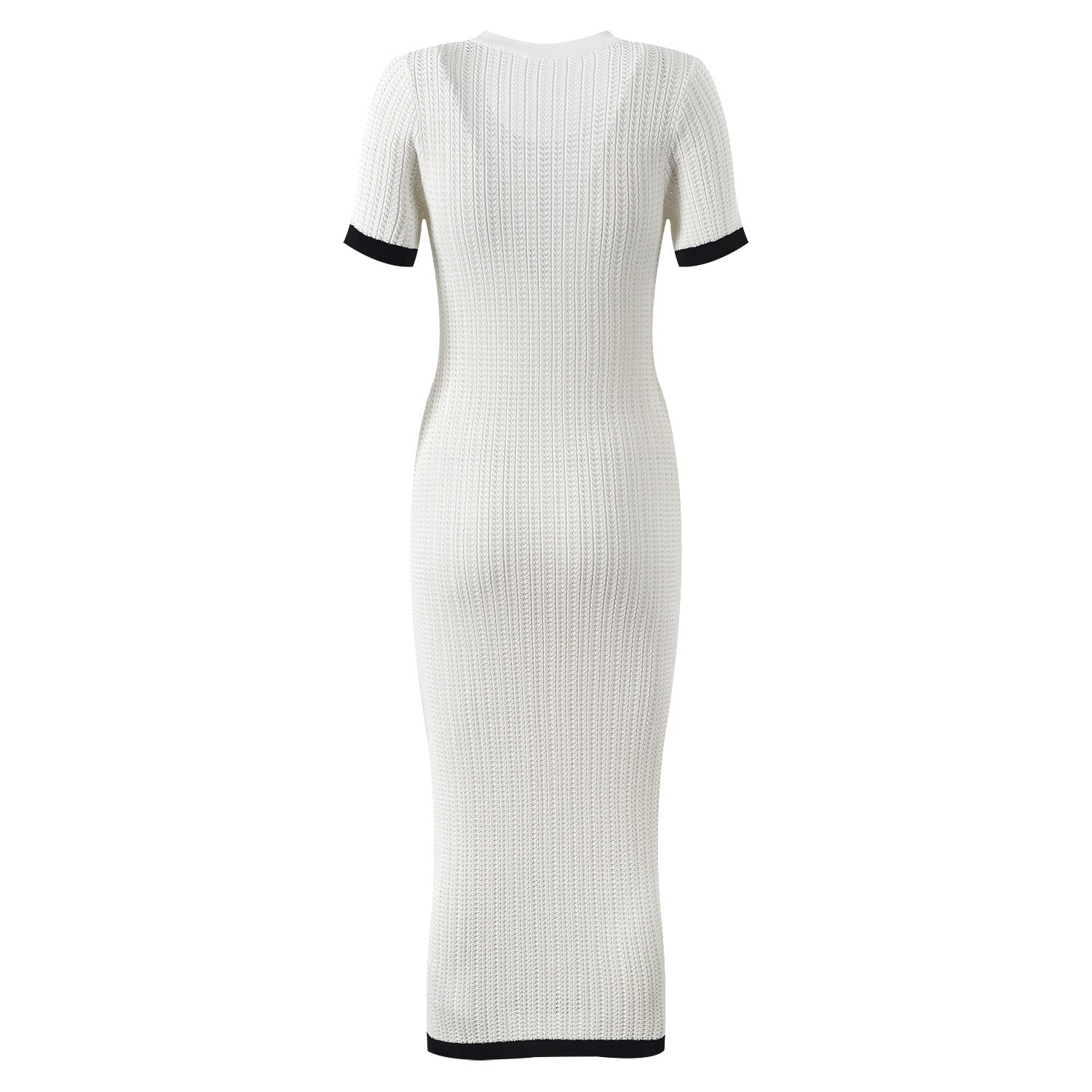 Round neck single breasted stylish dress for summer slim fit and slimming long skirt