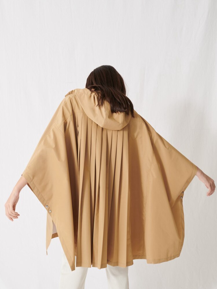 Spring And Summer New Style Simple Style Loose Pleated Back Hooded Trench Coat Women