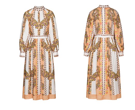 Vintage Printing Office Lady Midi Long Dress Desigern Spring Summer Chic Casual Street Elegant Vestidos Elbise Trendy