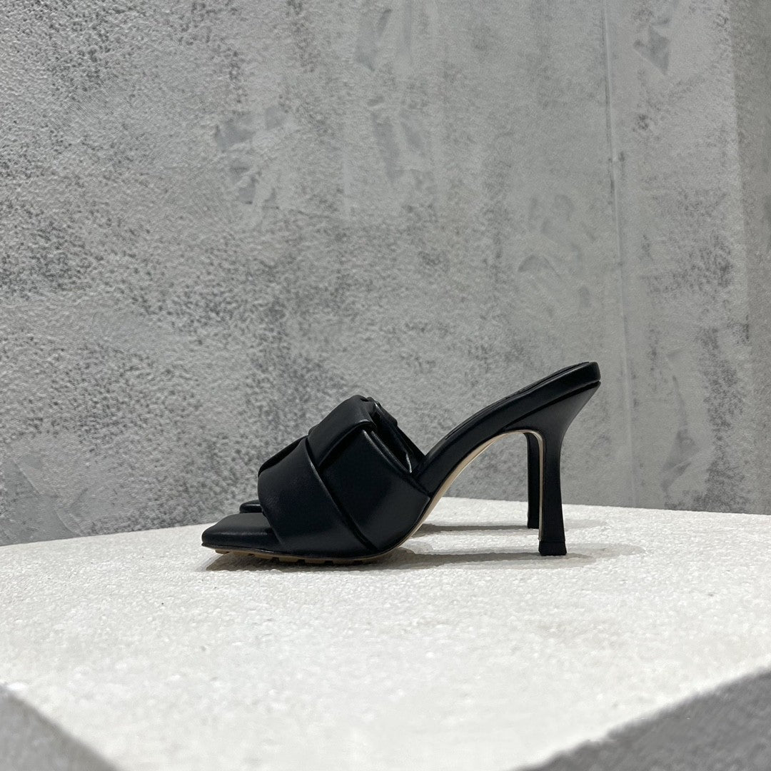 New Summer Women's Spliced High Heels Leather Solid Outdoor Slippers