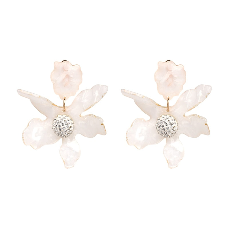 JURAN Fashion Big Resin Flower Dangle Drop Statement Earrings Boho Charm Jewelry Accessories Summer Women's Earrings