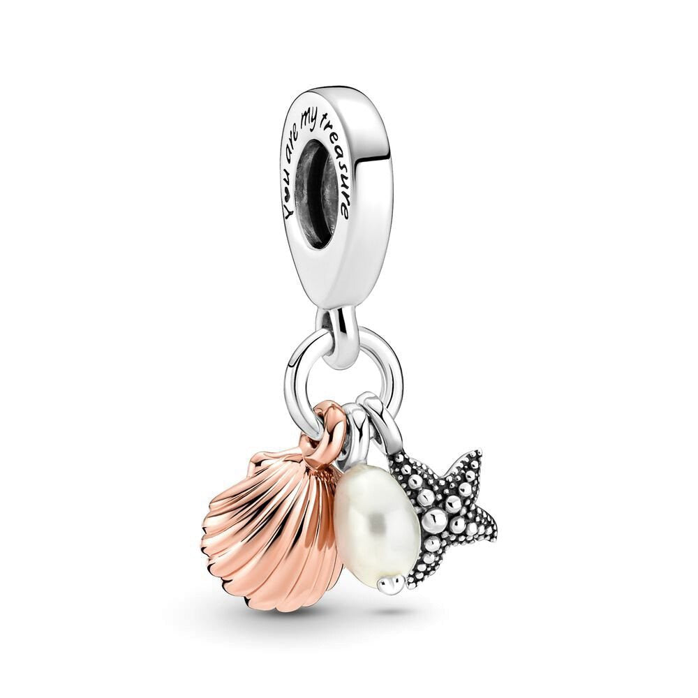 Panjia Pearl Freshwater Aquaculture Pearl Starfish and Shell Trinity Pendant Beach Charm Jewelry Accessories Summer