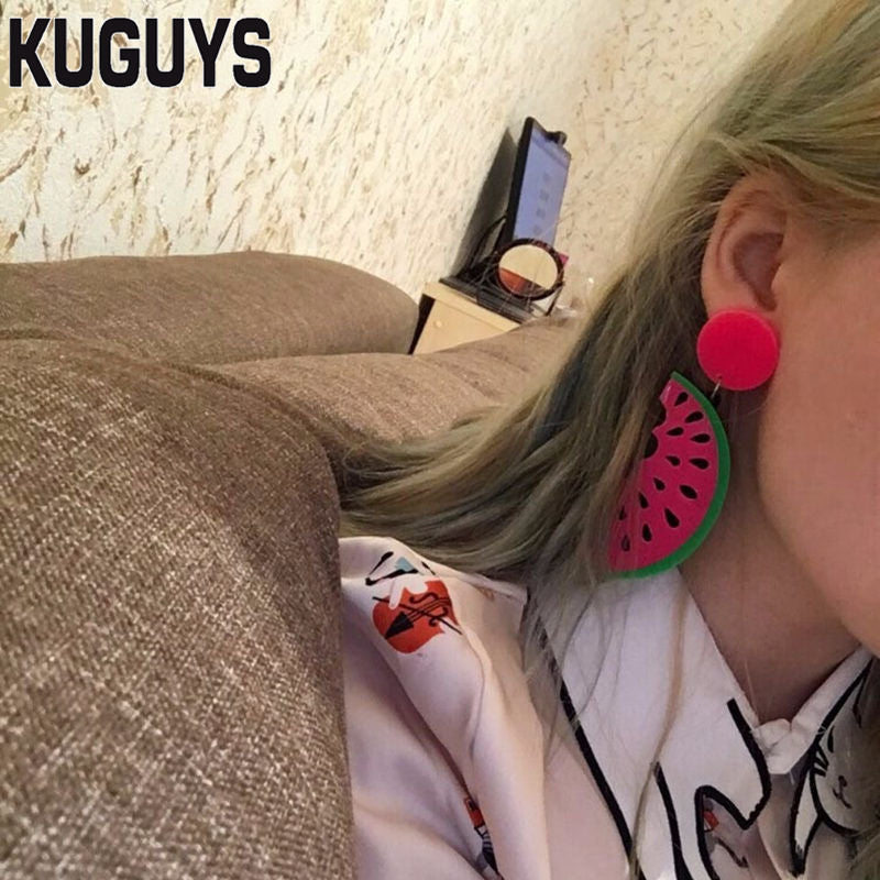 Fashion Pendientes Womans Acrylic Drop Earring for Women Summer Jewelry Lovely Watermelon Earrings Gift Oorbellen Brincos