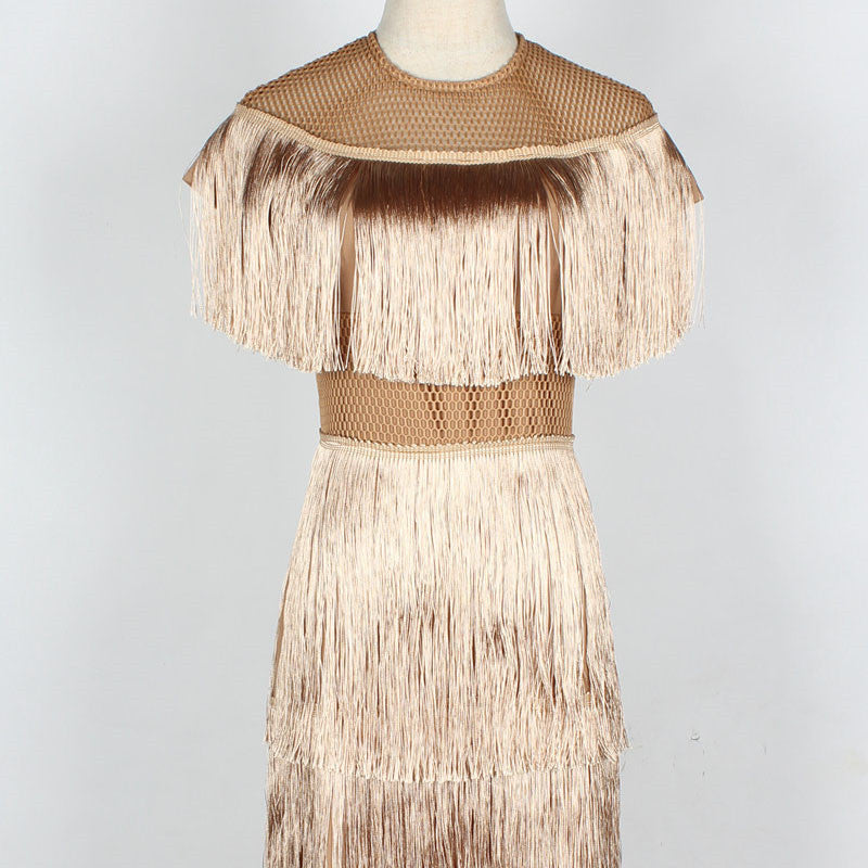 new arrival vintage elegant sexy party club wear beach fairy sundress runway women summer tassel long dress