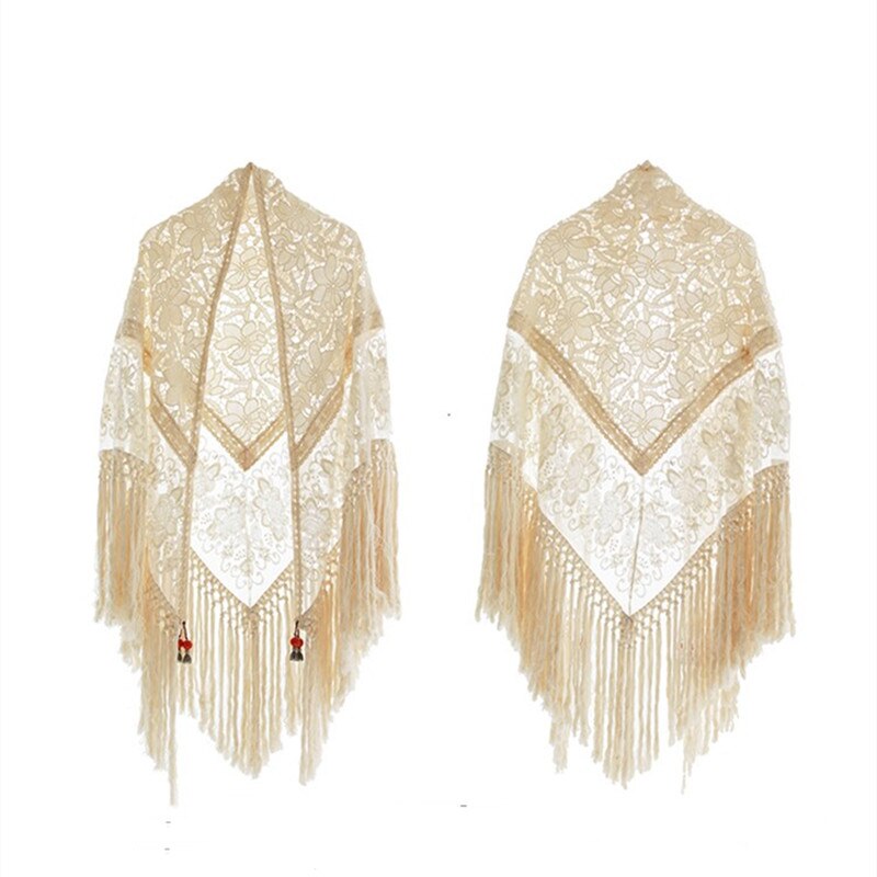 Light Fringed Shawl With Tassels Summer Sun Protection Beach Vacation Hollowed Out Lace Sun Protection Shirt For Women Medium Length