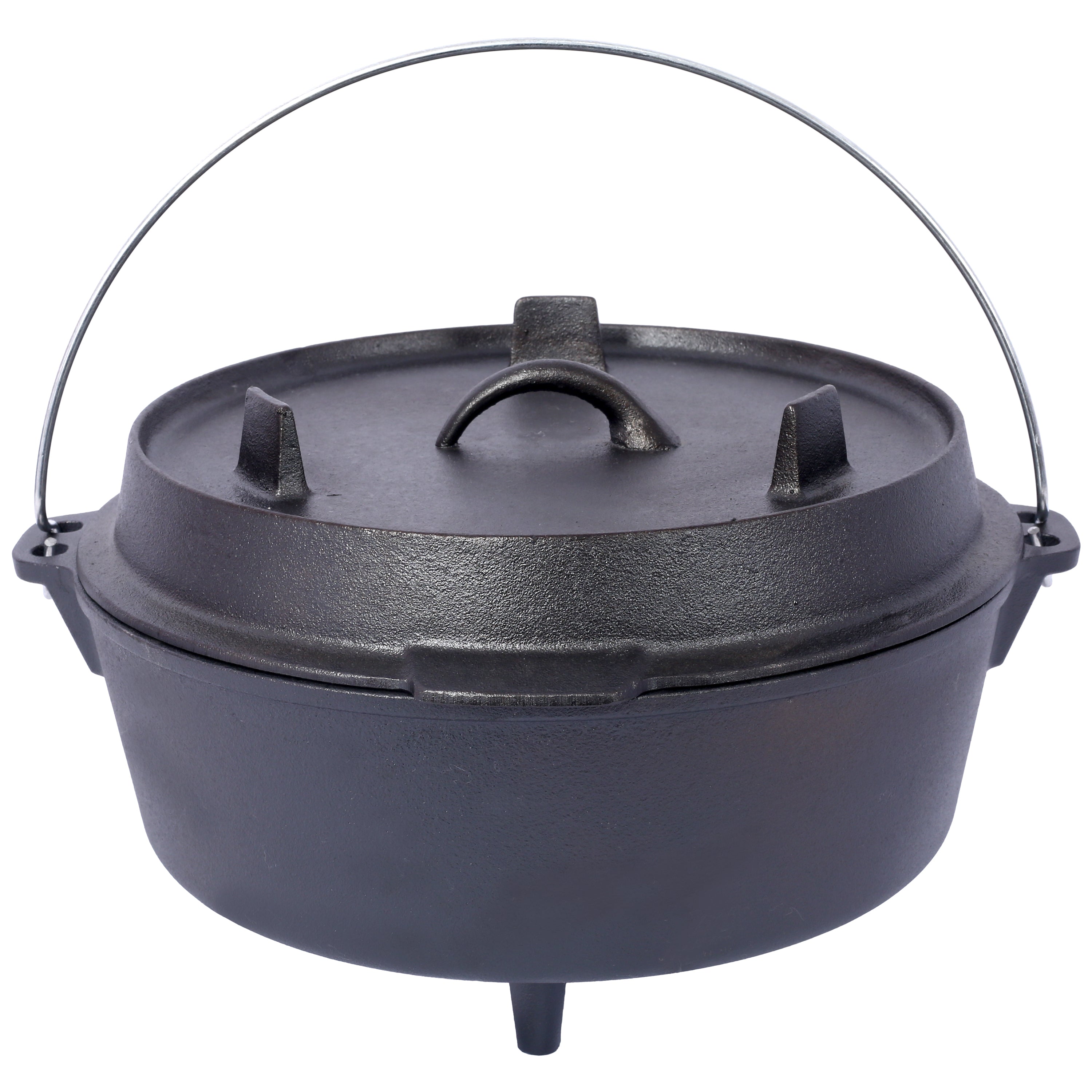 ast iron Dutch oven with lid, outdoor camping deep pot, used for camping, cooking, barbecue and leg rest,6 quarts