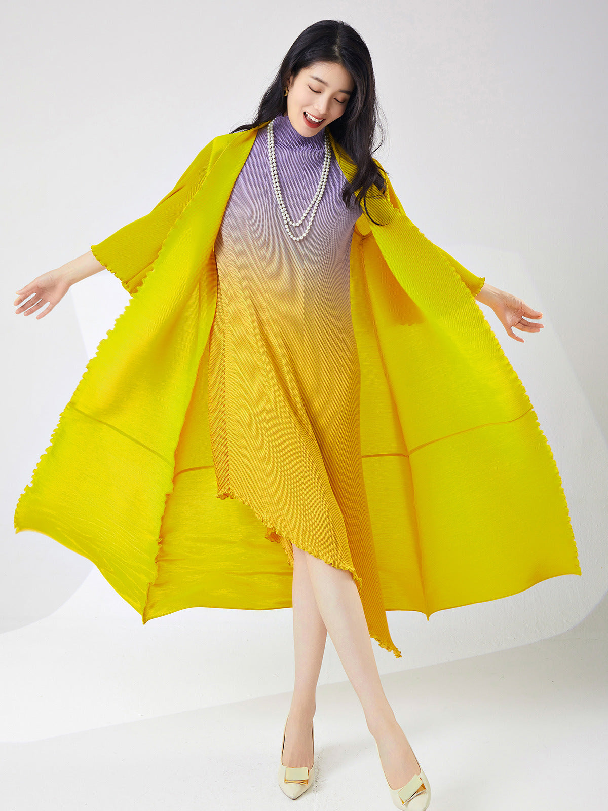 Fashion suit women's gradient color irregular dress loose and thin cardigan long jacket spring and summer