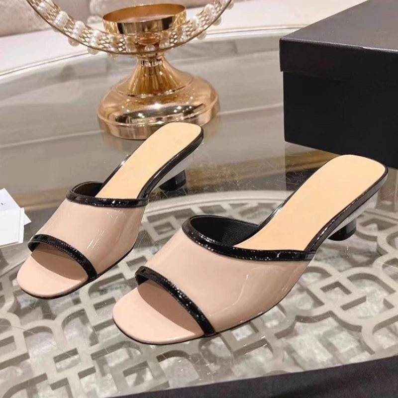 Color Matching Kitten and Slippers Women's Summer New Style All-Match Outer Wear Slippers