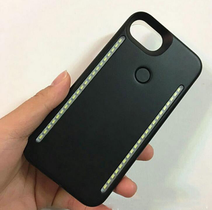 Light Up Duo Case for iPhone X SE 6 7 8 Plus Selfie Luminous Cover with Retail Package