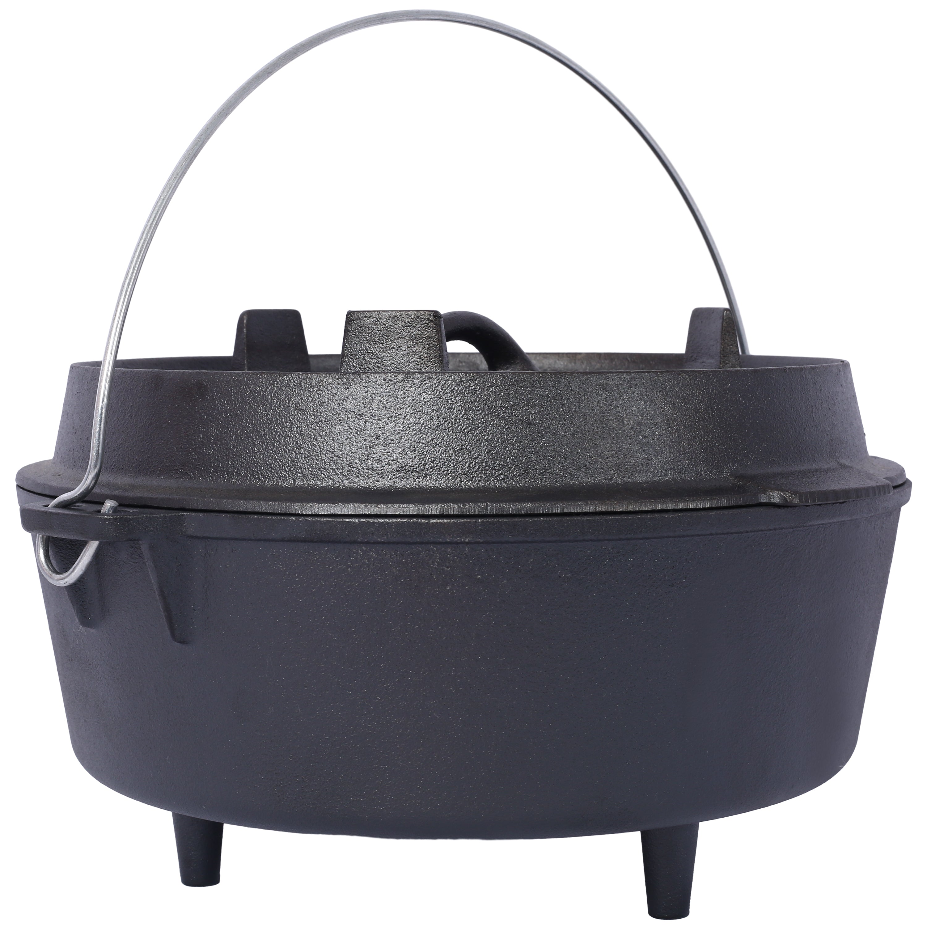 ast iron Dutch oven with lid, outdoor camping deep pot, used for camping, cooking, barbecue and leg rest,6 quarts
