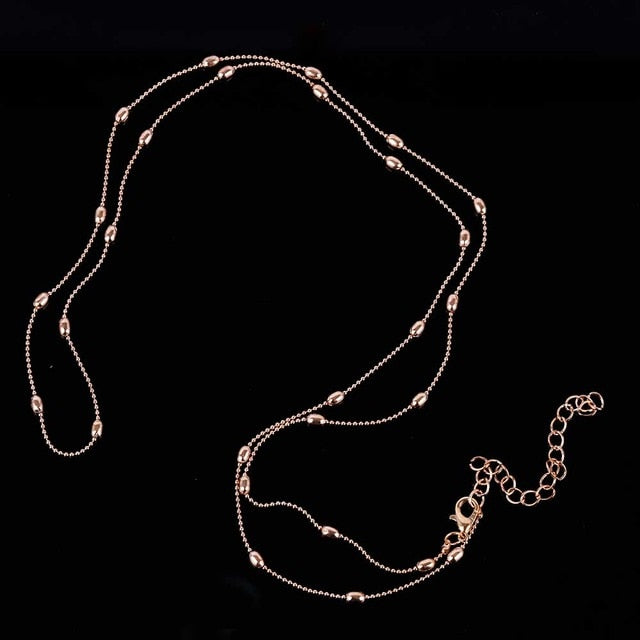 Bohemia Summer Beach Body Jewelry for Women Accessory Gold Silver Colors Copper Beads Waist Belly Chains Necklaces
