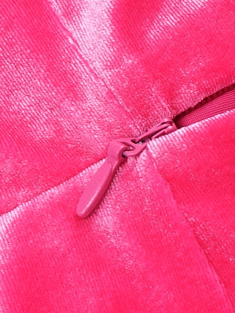 Hot Pink Strapless Velvet Dresses Women Summer Trendy Cross Knot Design Bodycon Long Elegant Dress