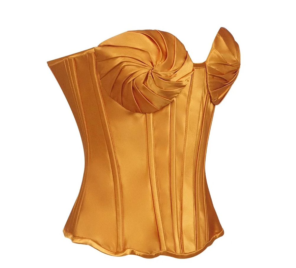 Ruched Design Satin Corset Tight fishbone Top Solid Ladies Strapless Folds Bustier Tank Summer Sexy Tops