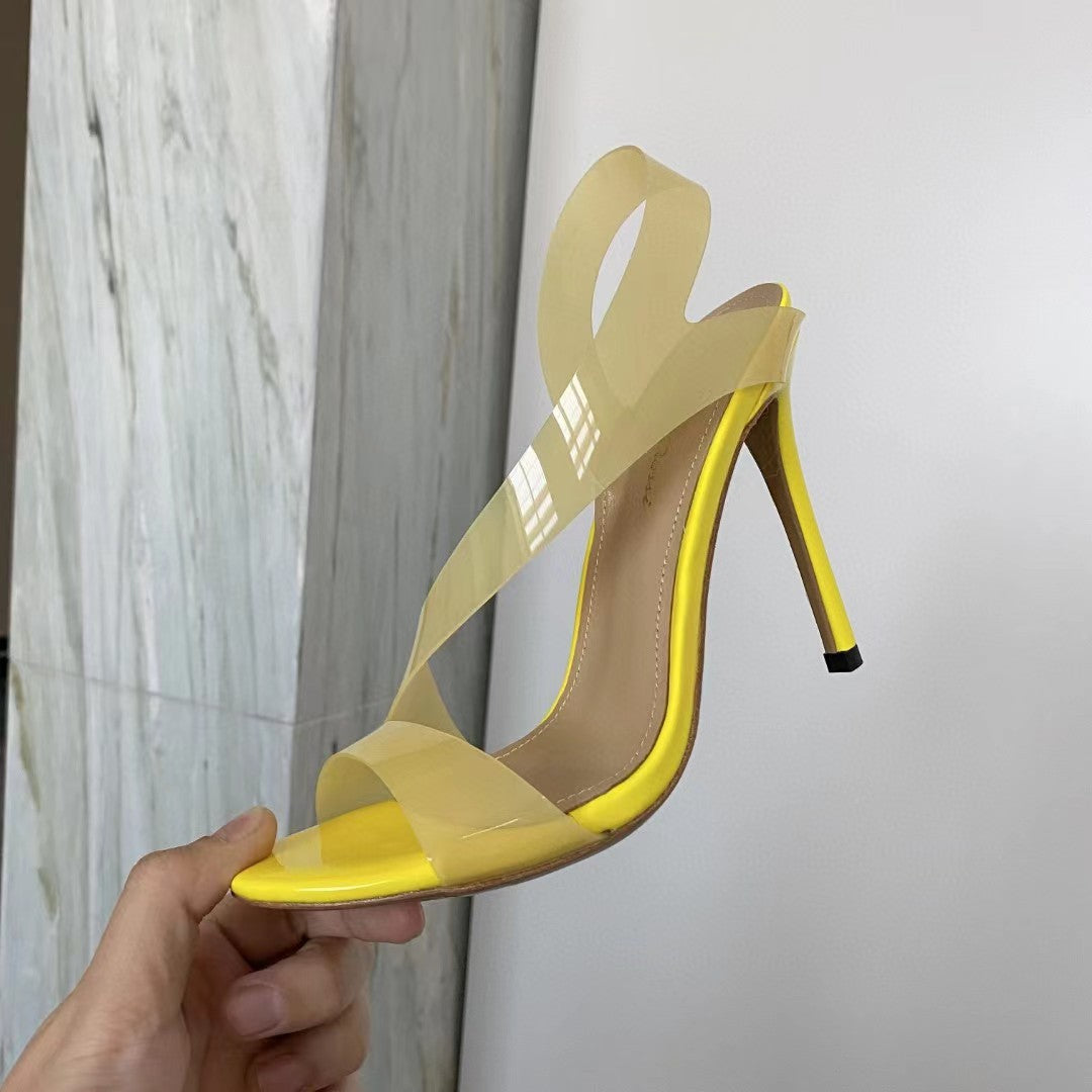 High Heel PVC Sandals Formal Ladies Party Shoes Women Summer Stilettos Open Toe Banquet Sandals Designer Shoes Women