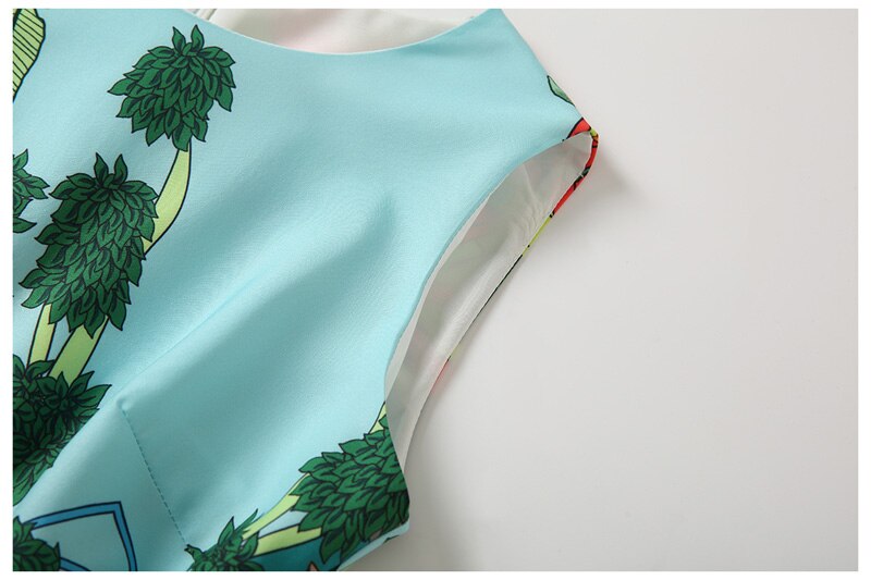Tingfly Women Summer Sleeveless Tropical Floral Print A Line Knee Length Dress Lady Casual Street Runway Fashion Dress