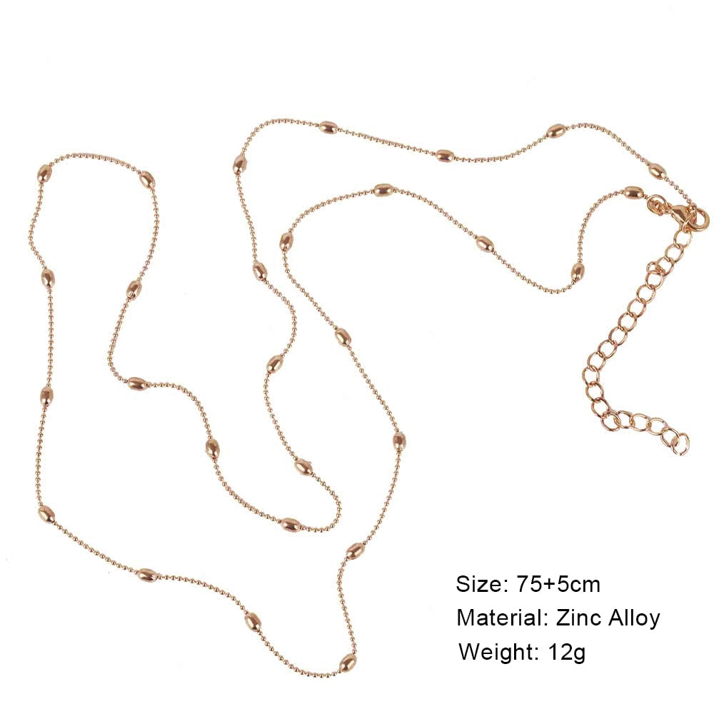 Bohemia Summer Beach Body Jewelry for Women Accessory Gold Silver Colors Copper Beads Waist Belly Chains Necklaces