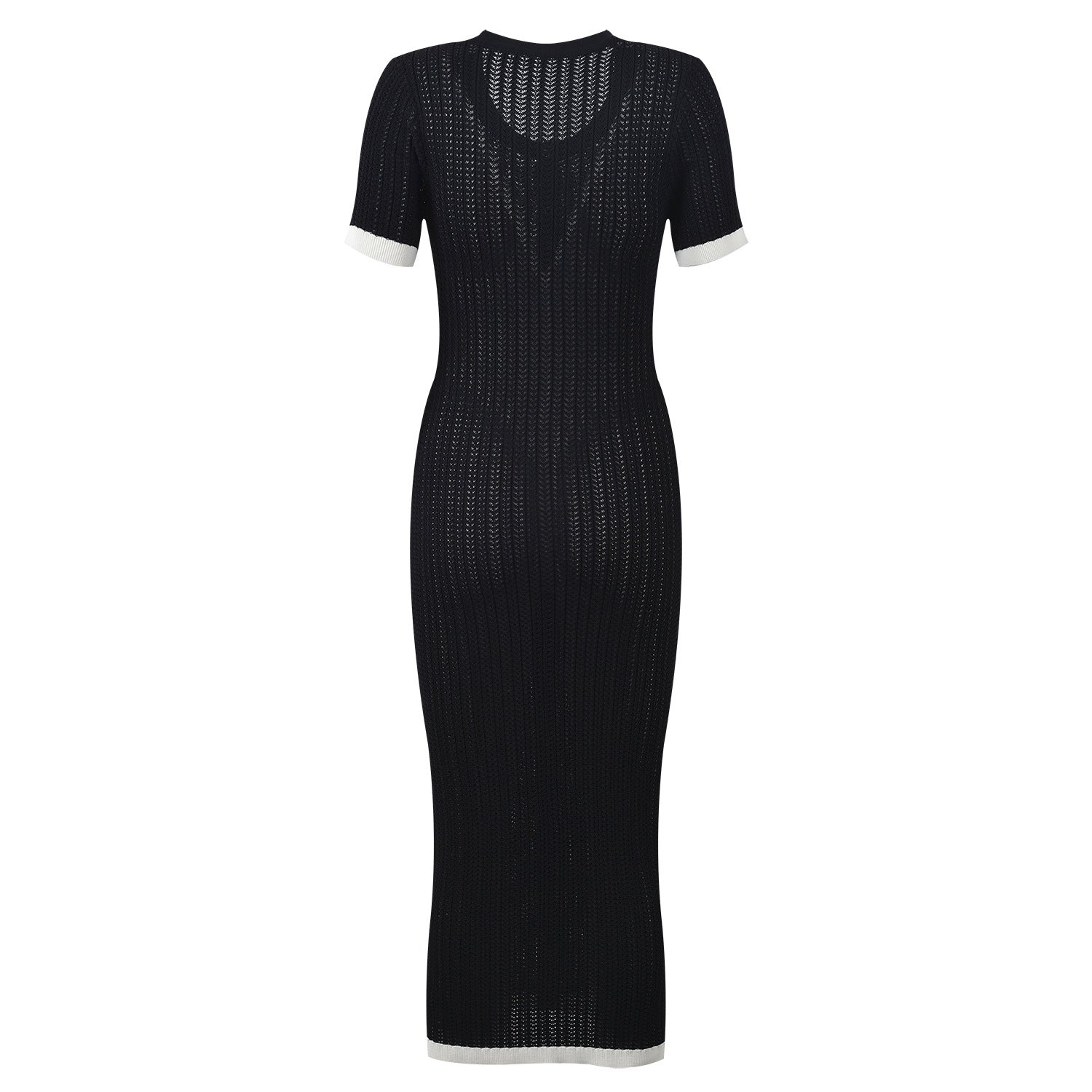 Round neck single breasted stylish dress for summer slim fit and slimming long skirt