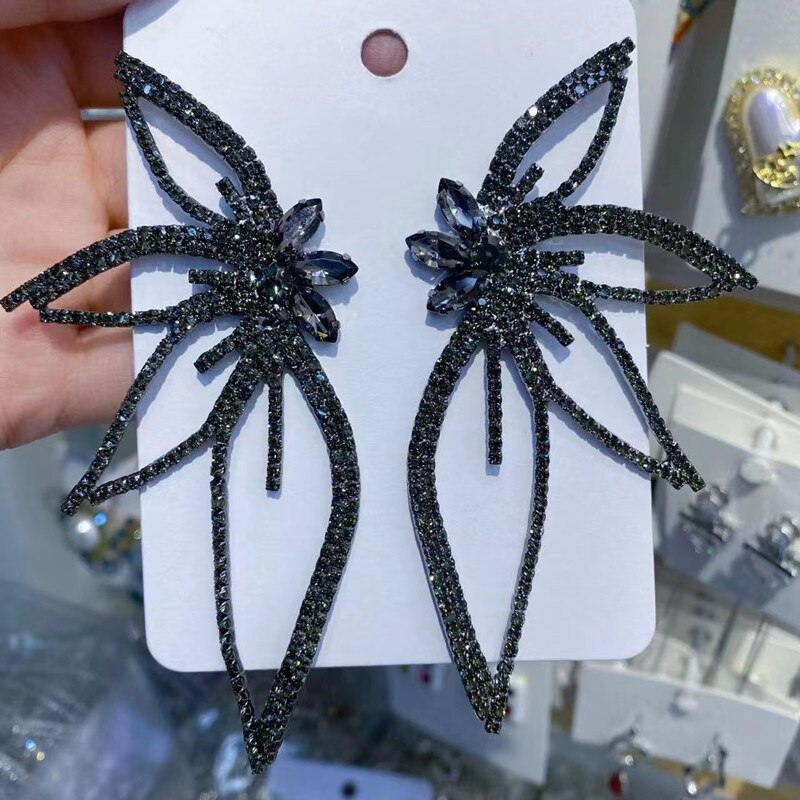 New Summer Trendy Rhinestone Butterfly Dangle Earrings for Women Dinner Party Wedding Accessories Charm Luxury Jewelry