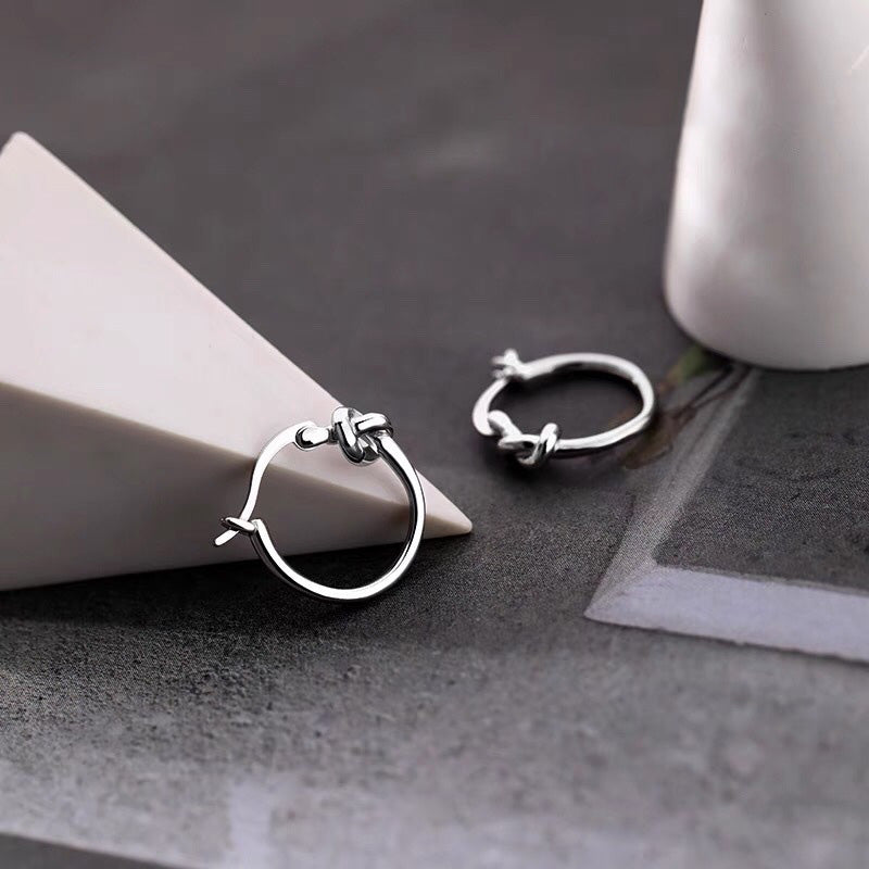 925 Sterling Silver Ear Buckle Plain Hoop Earrings Free Of Small Niche Earrings Women's Summer New Earrings