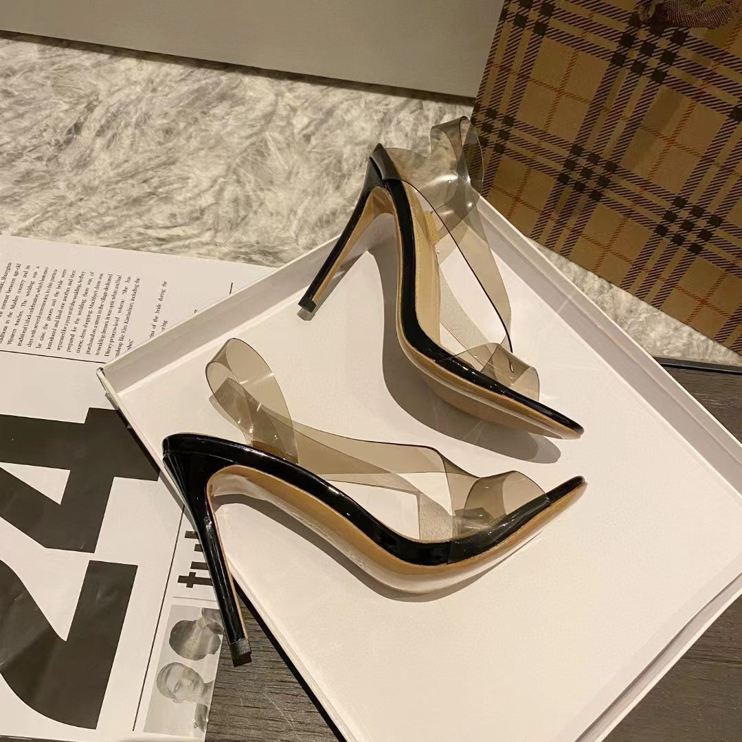 High Heel PVC Sandals Formal Ladies Party Shoes Women Summer Stilettos Open Toe Banquet Sandals Designer Shoes Women