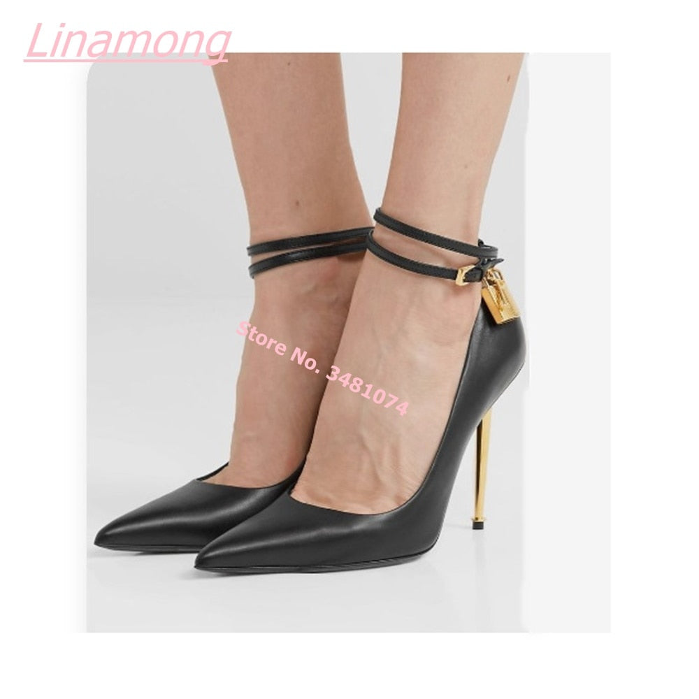 Summer New Women Pumps Metal Thin High Heel Luxury Shallow Pointed Toe Big Size Comfort Party Office Shoes