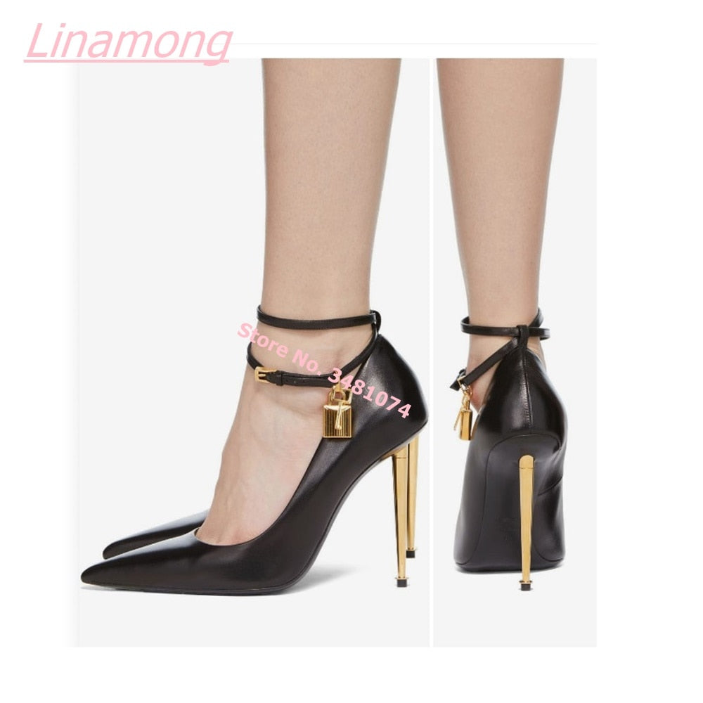 Summer New Women Pumps Metal Thin High Heel Luxury Shallow Pointed Toe Big Size Comfort Party Office Shoes