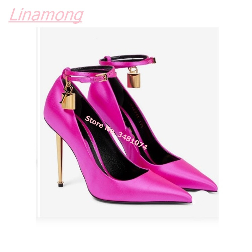 Summer New Women Pumps Metal Thin High Heel Luxury Shallow Pointed Toe Big Size Comfort Party Office Shoes