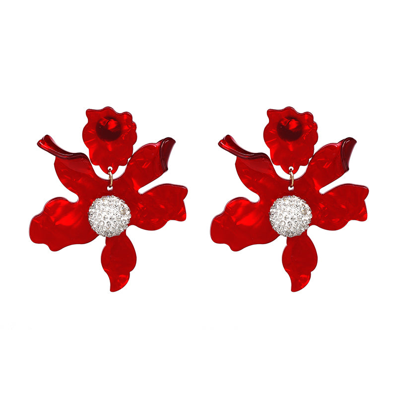 JURAN Fashion Big Resin Flower Dangle Drop Statement Earrings Boho Charm Jewelry Accessories Summer Women's Earrings