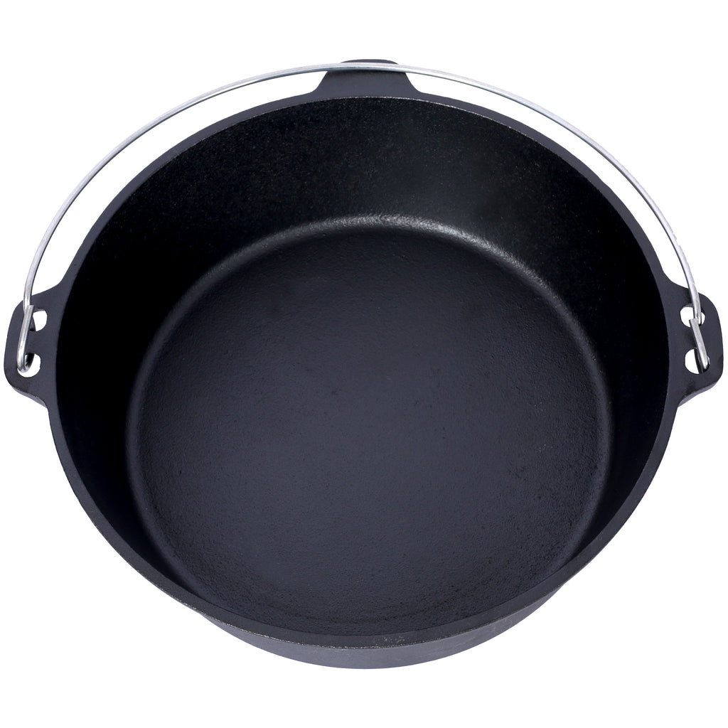 ast iron Dutch oven with lid, outdoor camping deep pot, used for camping, cooking, barbecue and leg rest,6 quarts