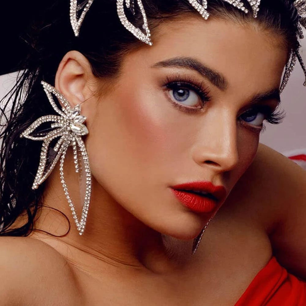 New Summer Trendy Rhinestone Butterfly Dangle Earrings for Women Dinner Party Wedding Accessories Charm Luxury Jewelry