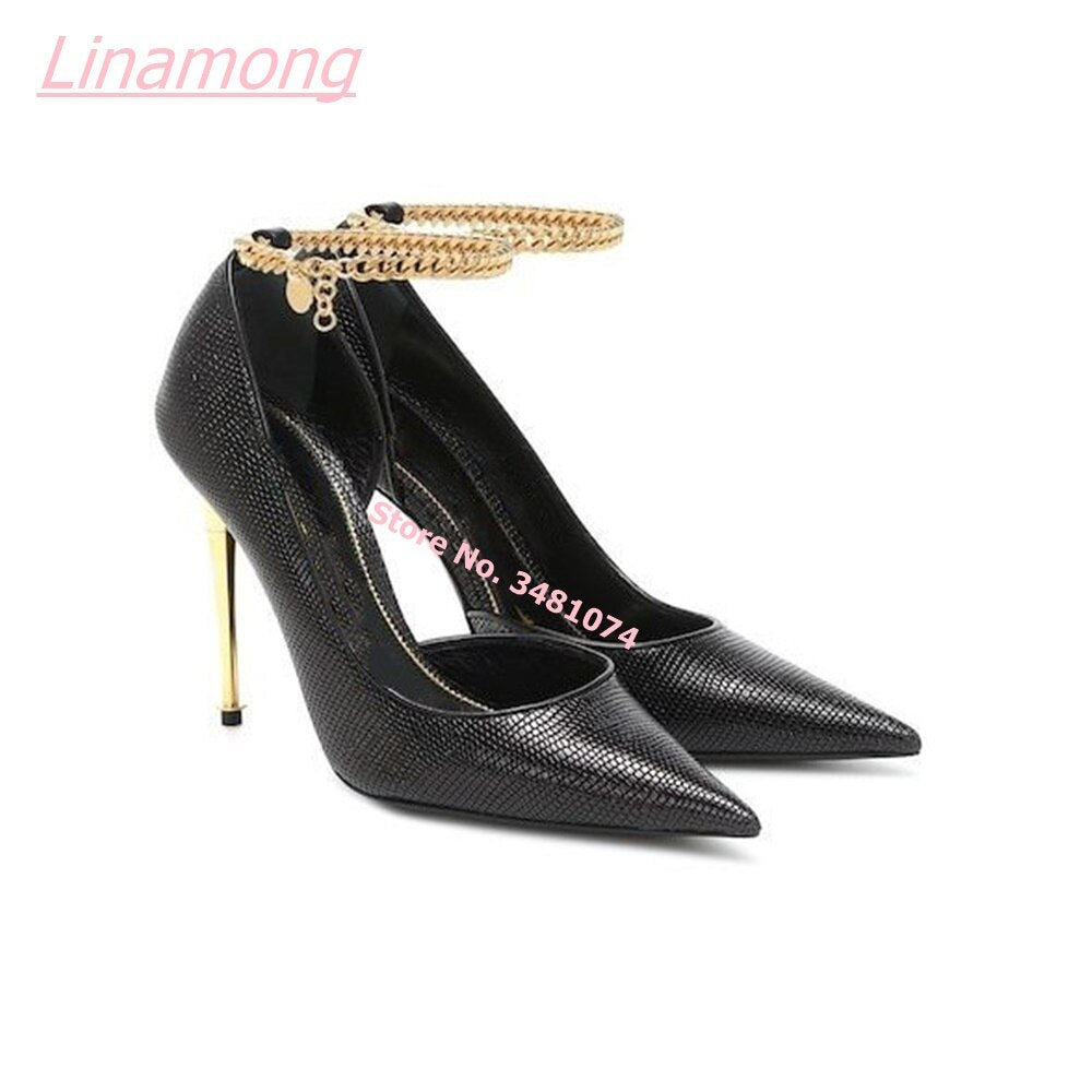 Summer New Women Pumps Metal Thin High Heel Luxury Shallow Pointed Toe Big Size Comfort Party Office Shoes