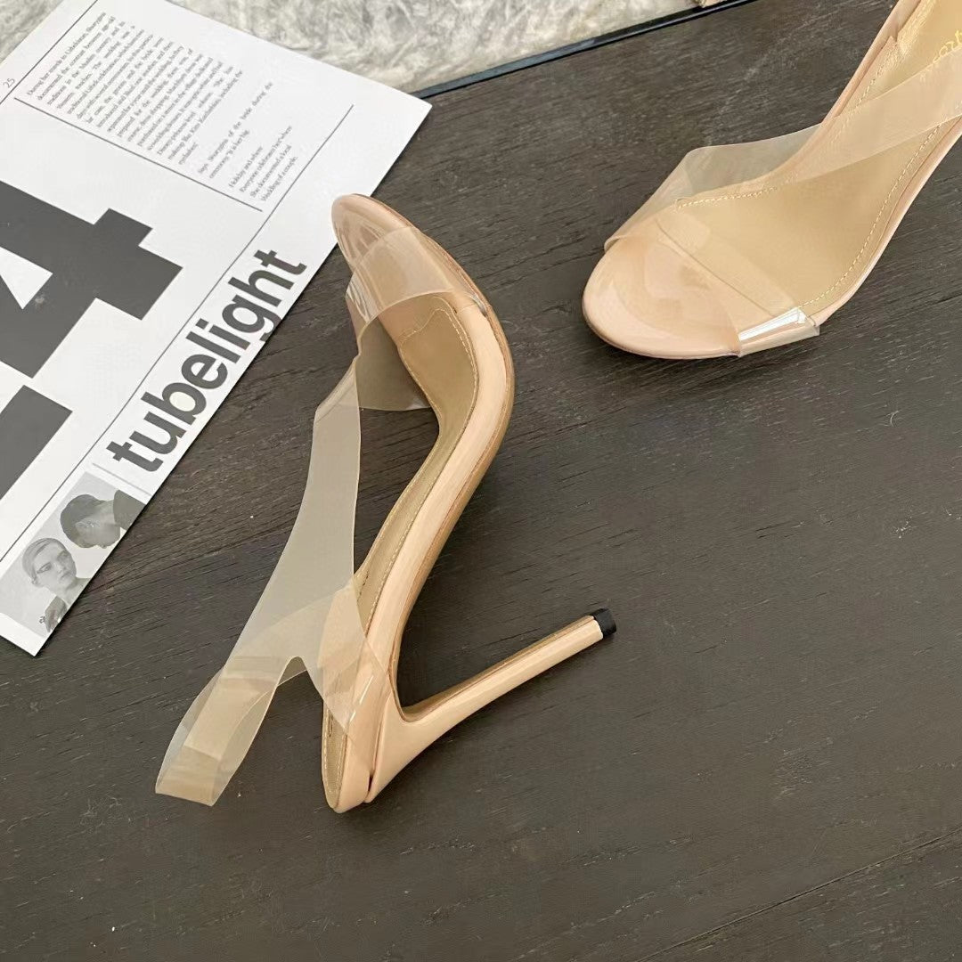 High Heel PVC Sandals Formal Ladies Party Shoes Women Summer Stilettos Open Toe Banquet Sandals Designer Shoes Women