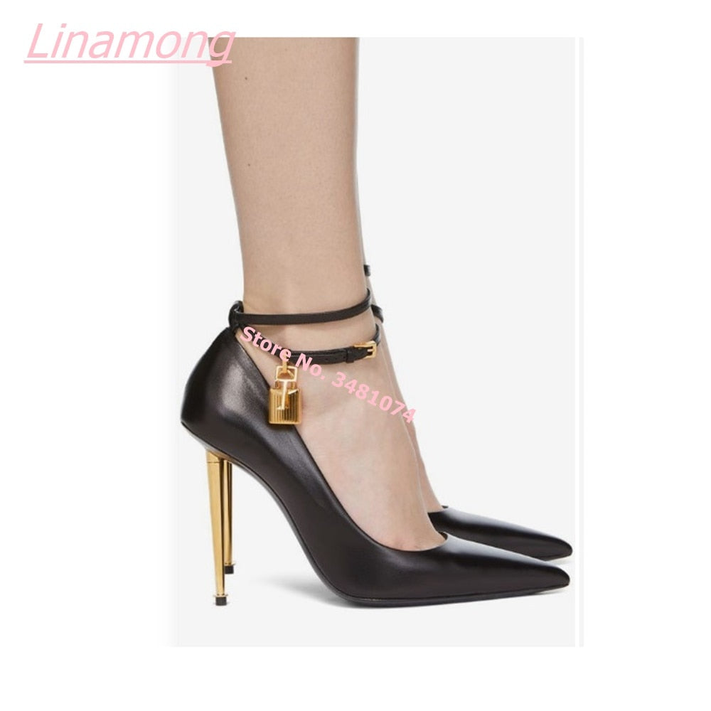 Summer New Women Pumps Metal Thin High Heel Luxury Shallow Pointed Toe Big Size Comfort Party Office Shoes