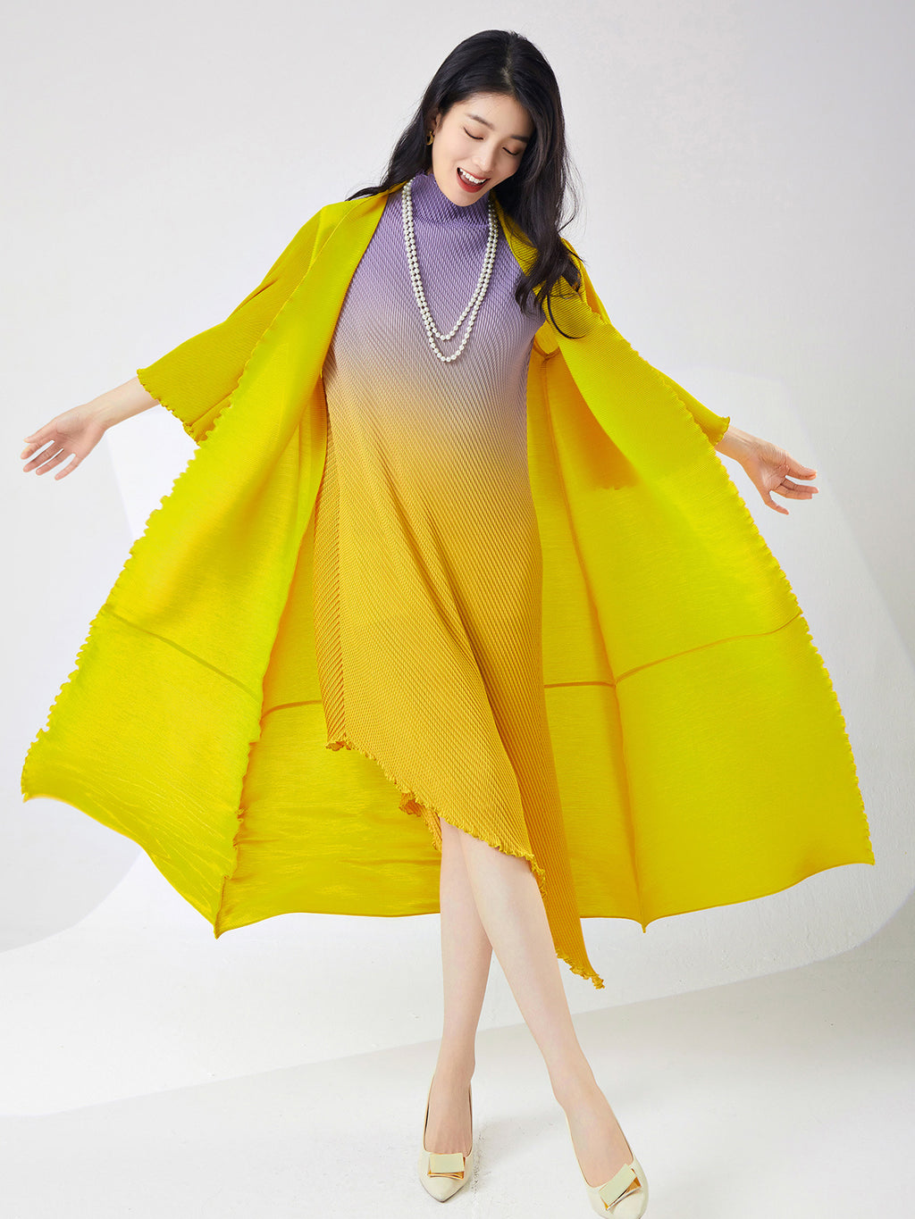 Fashion suit women's gradient color irregular dress loose and thin cardigan long jacket spring and summer