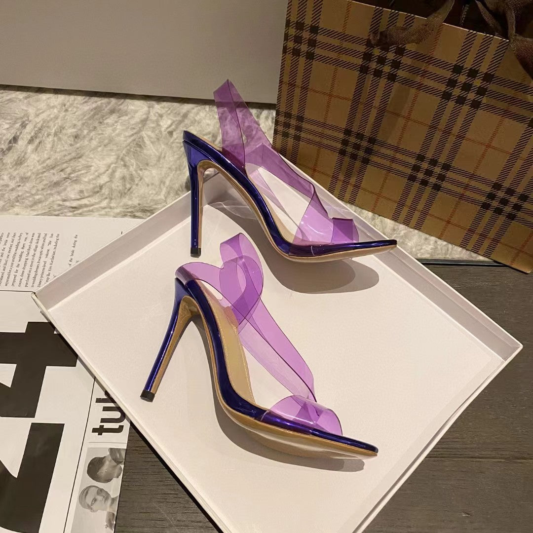 High Heel PVC Sandals Formal Ladies Party Shoes Women Summer Stilettos Open Toe Banquet Sandals Designer Shoes Women