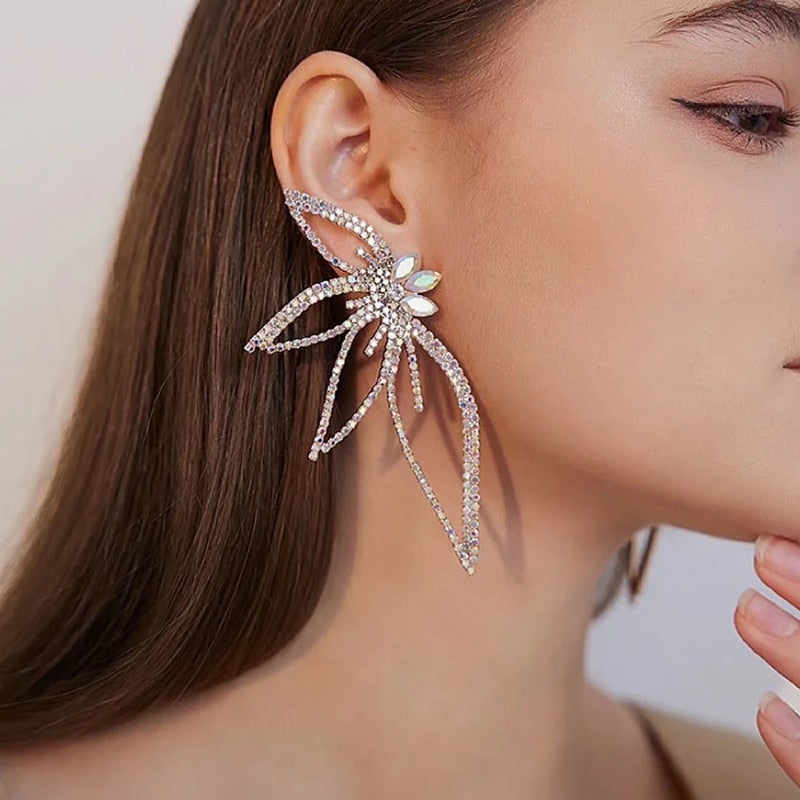 New Summer Trendy Rhinestone Butterfly Dangle Earrings for Women Dinner Party Wedding Accessories Charm Luxury Jewelry