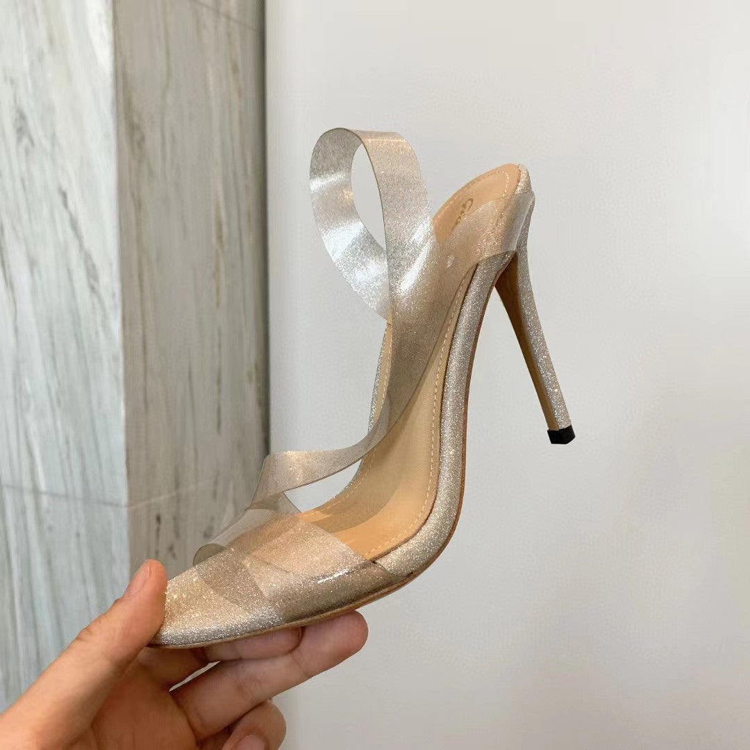 High Heel PVC Sandals Formal Ladies Party Shoes Women Summer Stilettos Open Toe Banquet Sandals Designer Shoes Women