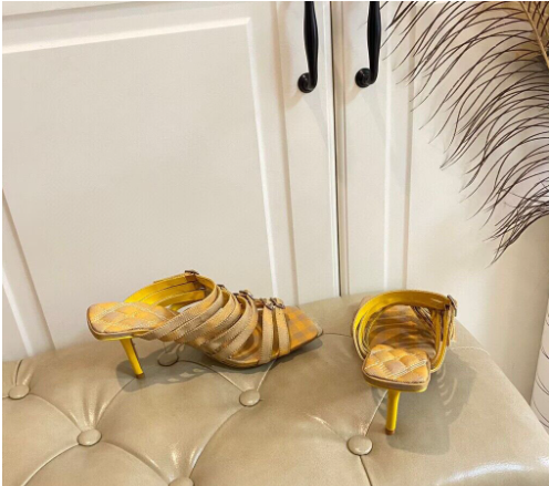 Summer Sexy Women's Belt Buckle Sandals Wild Sexy Ladies Furry Fur Slippers Brand Women's High Heels Dress Sandals