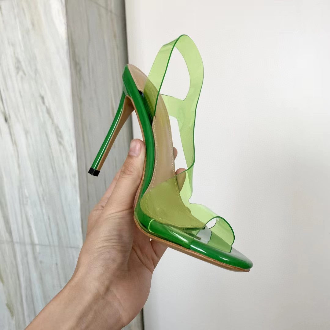 High Heel PVC Sandals Formal Ladies Party Shoes Women Summer Stilettos Open Toe Banquet Sandals Designer Shoes Women